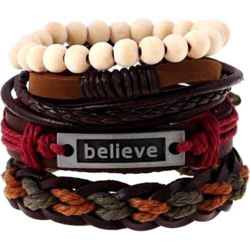 European and American The latest Popular Style Simple and Retro Woven Lleather Bracele on hand rope mens bracelets man gifts