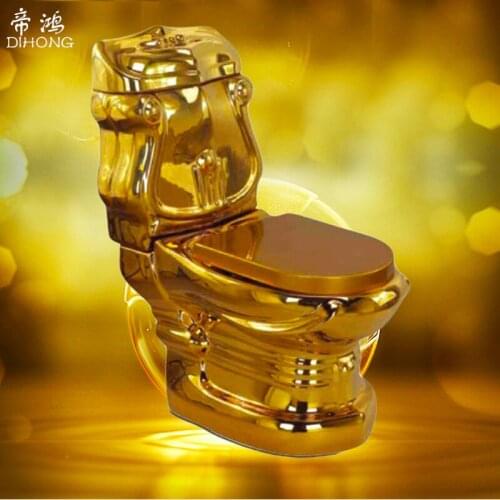 European gold plated court toilet, local luxury Gold Antique toilet, gold relief seat, toilet, color hotel toilet