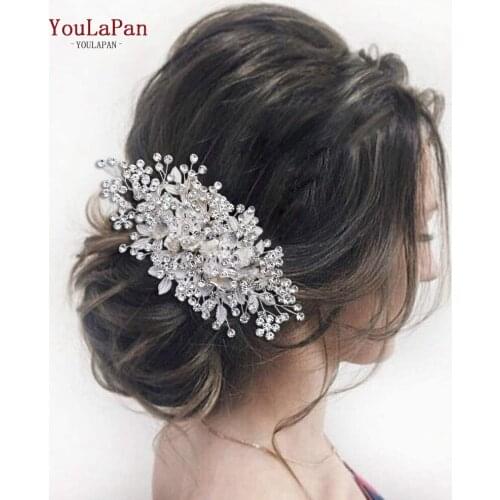 TOPQUEEN HP352 Silver Crystal Rhinestones Hair Comb Wedding Hair Accessories Floral Headpiece For Women Tiara Bridal Hair Clips