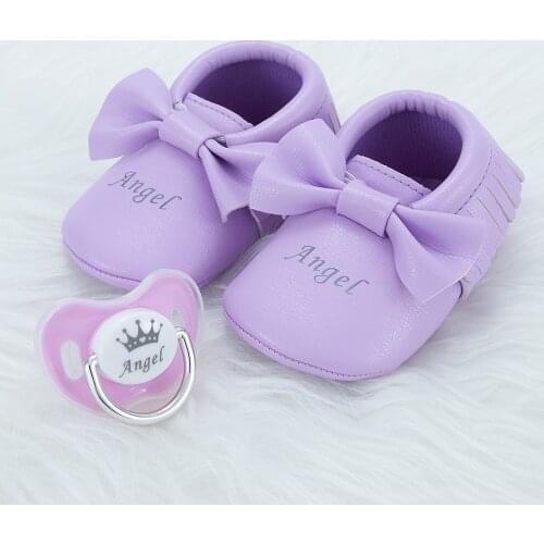 MIYOCAR personalized any name pacifier and baby first walker shoes set bling pacifier baby shoes princess style unique design