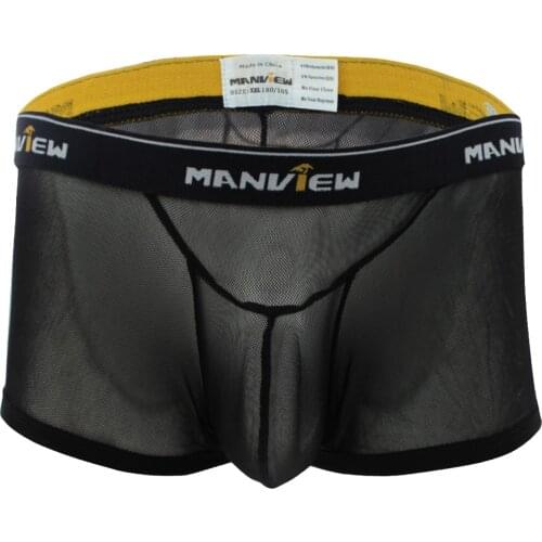Inhzoy Men Briefs Lingerie See-through Mesh Boxer Shorts Underwear Gay Thong G-string Homme Erotic Bulge Pouch Bikini Underpants