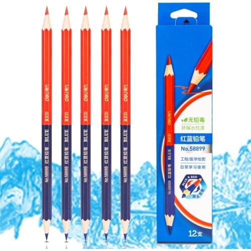 Writing Stationery 12pcs Red&Blue Double Head Pencil HB Soft Lead Wooden Colored Pencil For Hand Builders Joiners Tool Mark