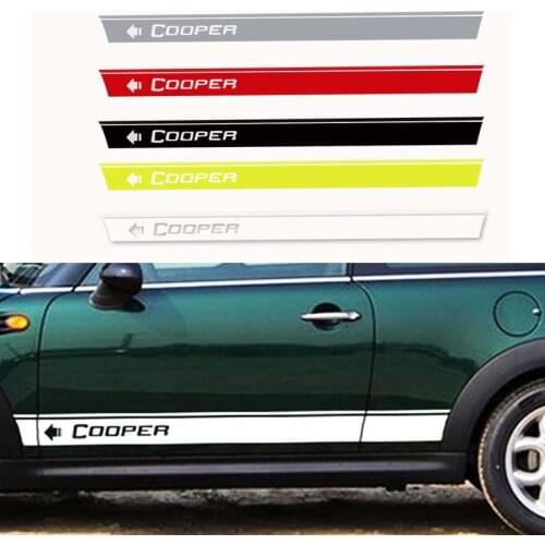 KJAUTOMAX For Mini Cooper R50 R53 R55 R56 R60 F55 F56 Side Racing Stripes Black Red Silver Golden White #6 Decal Cooper