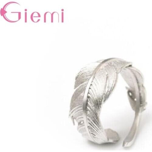 Vintage Punk Big Feather Rings for Women Men Fashion Retro 925 Sterling Silver Finger Ring Fashion Party Jewelry Gifts Bijoux