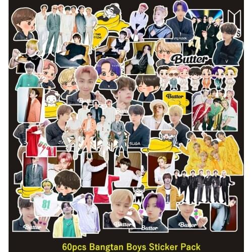 KPOP 60PCS/SET Bangtan Boys Stickers Butter Map of The Soul 7 JUNG KOOK JIMIN JIN SUGA J-HOPE DIY Cartoon Stickers Home Decor