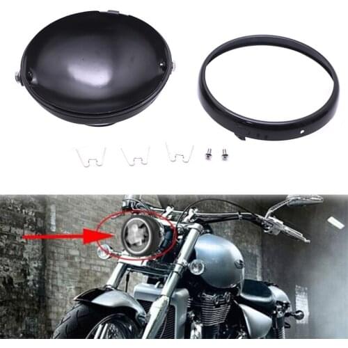 Matt Gloss Black Chrome 7 inch 7" LED Lamp Headlight Housing Shell Bucket Side Mount Cover for Harley Motorcycle