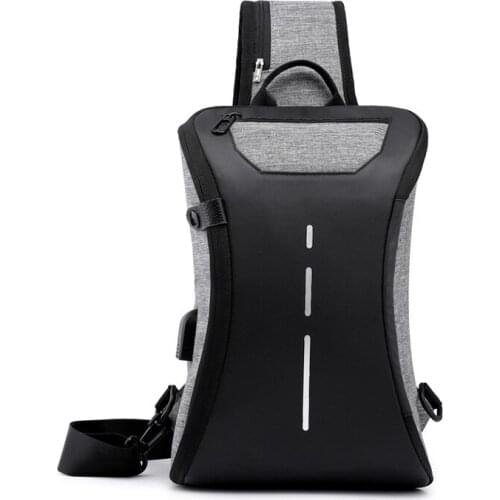 4PCS / LOT USB Charging Men Portable Chest Bag Small Single Shoulder Bagpack Hiking Travel Outdoor Multifunction Crossbody Pouch