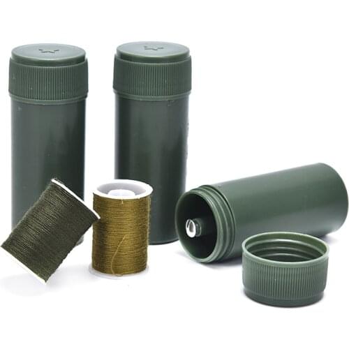 Mini Sewing kit Cylinder Case Portable Travel With Threads Needles Craft Sewing Box Set Army Green Portable Sewing Kits