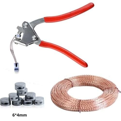 New Lead seal plier With 100Pcs 6*4MM Sealed beans 20M Sealing Wire for Seal Water Meter Anti-theft sealing Electric meter