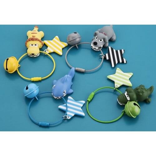 New Cartoon Animal Doll Keychain Crocodile Lion Cute Small Bell Wire Key Ring Pendant Party Gift