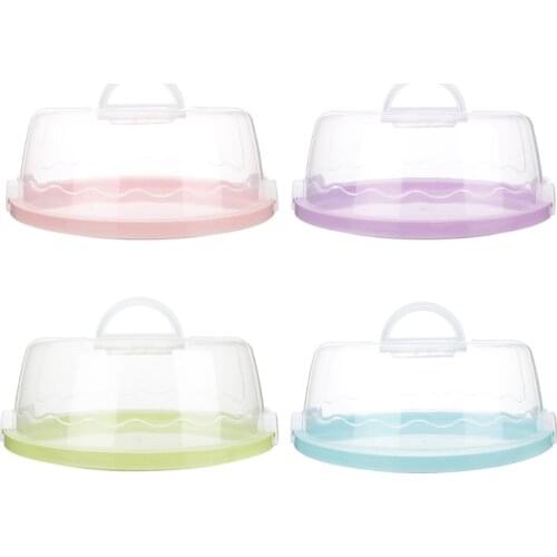 Portable Plastic Round Cake Box Cupcake Dessert Container Case Sealing Handheld
