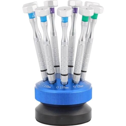 Professional 9pcs Stainless Steel Glasses Screwdriver Set Socket Torx Hexagonal Phillips Repair Tool with holder stand