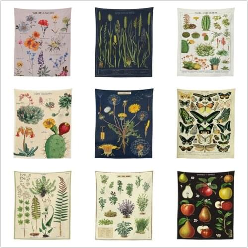 Psychedelic Scape Plant Cactus Floral Tapestry Wall Hanging Bedroom Home Room Decor Art Hippie Tapestries Cloth Wall Carpets