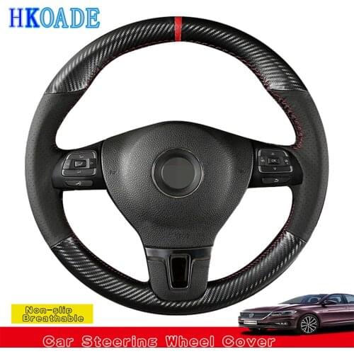 DIY Black Carbon Fiber Leather Car Steering Wheel Covers For Volkswagen Golf 6 Mk6 VW Polo Sagitar Bora Santana Jetta Mk6