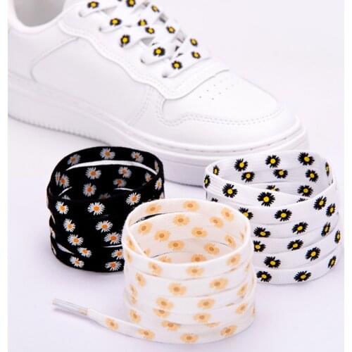 1 Pair Little Daisies Shoelaces Flower Printing Fashion Women Men Shoes Laces Canvas Sneakers Shoelace AF1 Sports Shoelaces