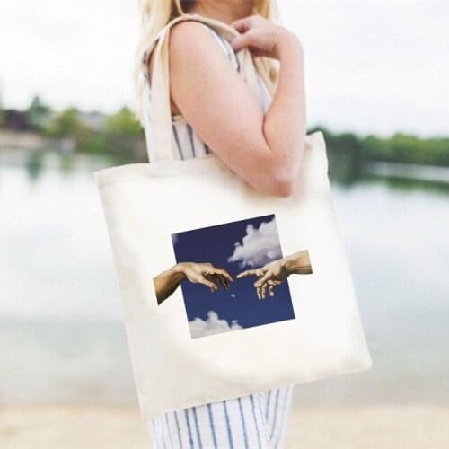 Funny Graphic Bag Female Handbags Canvas Tote Bag Ulzzang Fashion Women Shoulder Shopper Bags Eco Harajuku Casual Travel Handbag