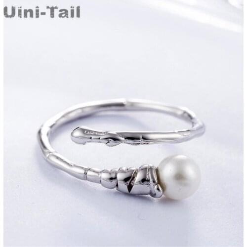 Uini-Tail hot new 925 sterling silver fashion pearl opening adjustable ring dynamic trend original design high quality jewelry
