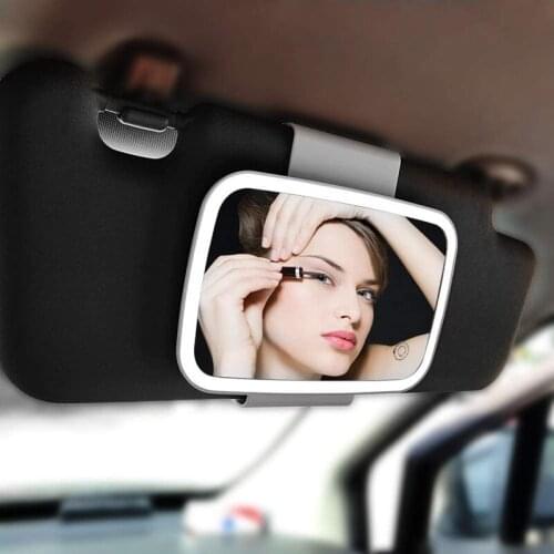 Universal Car Interior Mirror Auto Makeup Mirror Sun Visor High Clear Interior HD Mirror with LED Light USB Recharge