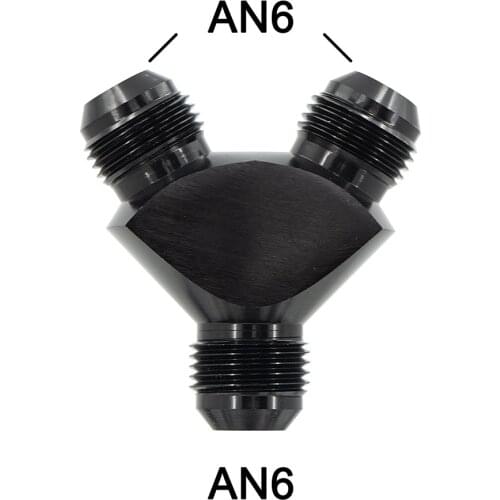 Universal An6 Aluminum Y Block Adapter Fittings Adaptor Black Y Type Oil Pipe Joint