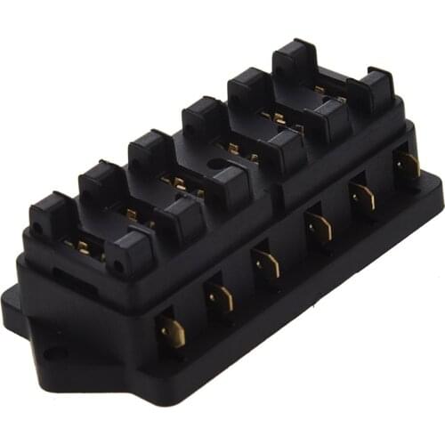 Universal Car Truck Vehicle 6 Way Circuit Automotive Middle-sized Blade Fuse Box Block Holder Black
