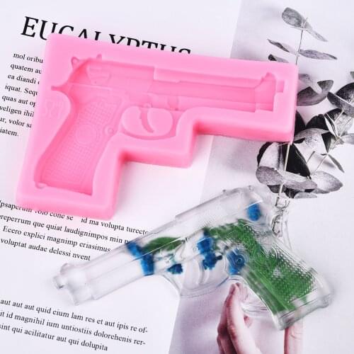 Gun Toy Pistol Shape Fondant Silicone Mold 3D UV Epoxy Resin Mould DIY Jewelry Making Kitchen Baking Tools