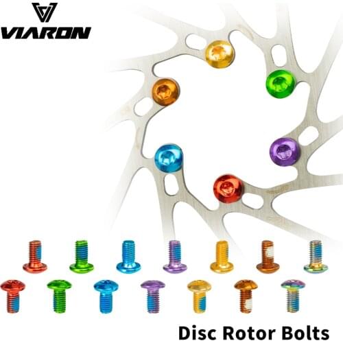 VIARON 12pcs Bicycle Disc Brake Rotor Bolts T25 M5x10mm Alloy Steel Screws Colorful Rotor Bolts Bicycle Fixing Accessories