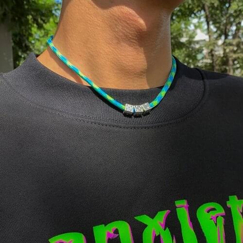 SHIXIN Vintage Rope Chains Dice Pendant Necklaces for Men/Women Simple Trendy Couple Necklaces Fashion Jewelry 2021 Accessories