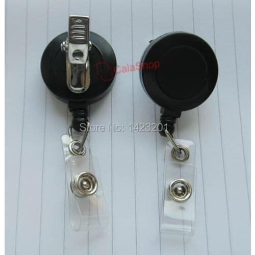 32mm 50 pcs / Lot Reels Retractable Badge Holder Alligator Clip ID YOYO Black Color