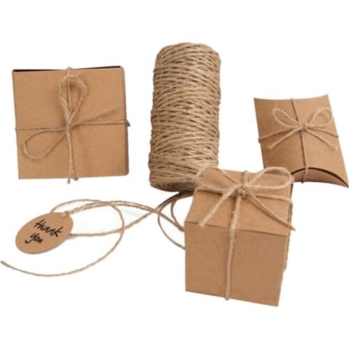 1 Roll 33M Hemp Rope Jute Twine Box Wrapping Packaging Cord DIY Packing Crafting Durable and Convenient Natural Burlap Hessian