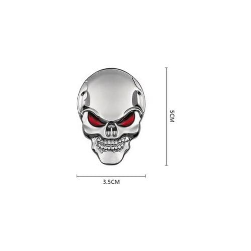 1Pcs 3D Silver/Red Auto Car Stickers Metal Skull Shape Chrome Badge Emblem Decal Motorcycle Modified