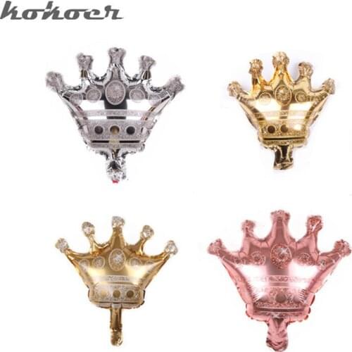 10pcs Mini rose gold crown foil balloons Princess crown happy birthday party decorations kids 1st baby shower surprise globos