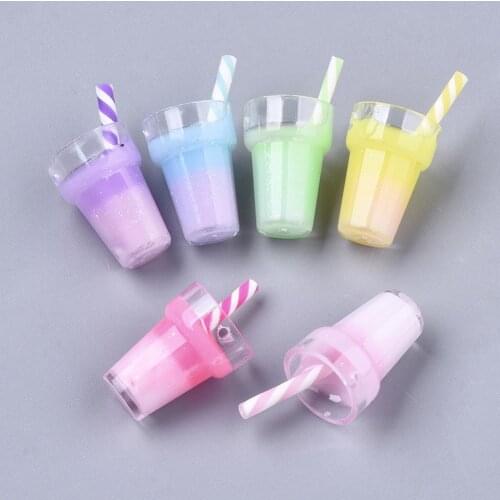 10Pcs Plastic Bottle Charms Imitation Juice Pendants With Glitter Powder for Jewelry DIY Earrings Necklaces Key Chain Making