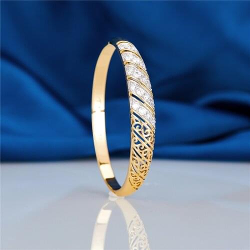 2021 Feb New Bangles Natural Copper Women Bangles spiral Pattern white Wedding Luxury Fine Classic Jewellry