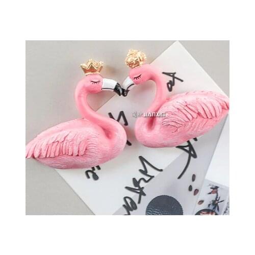 3D stereo animals pink flamingos swan fridge magnet photo paper sticker creative paste home kitchen decoration artical