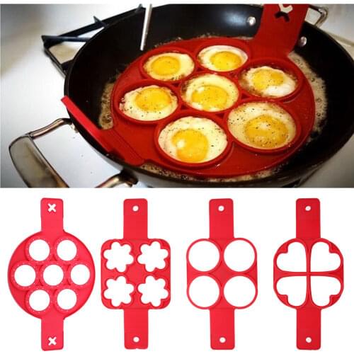 7 Holes Nonstick Pancake Maker Silicone Egg Ring Mold Round Pancake Egg Tools Breakfast Maker Kitchen Cooking Gadgets