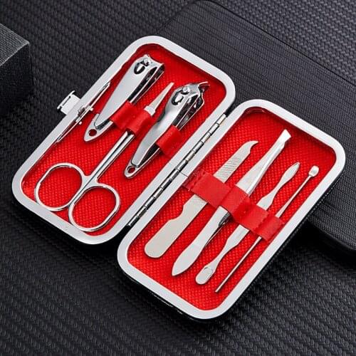 New Manicure Nail Clipper Sets Portable Travel 7pcs Stainless Steel Trimmer Clippers Cutter Scissors Tool Accessories for Family