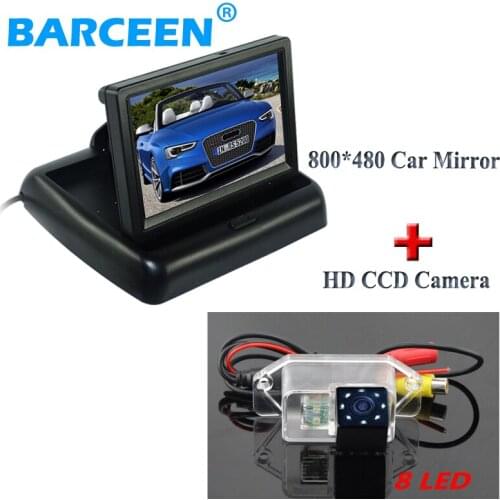 Abs shell material original wire car rear reversing camera 8 beautiful led lights with black car mirror for Mitsubishi Lancer