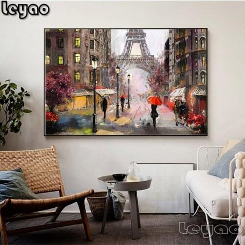 5D DIY Diamond Painting Romantic City Pedestrian Paris Tower Landscape Abstract art diamond embroidery rhinestones cross stitch
