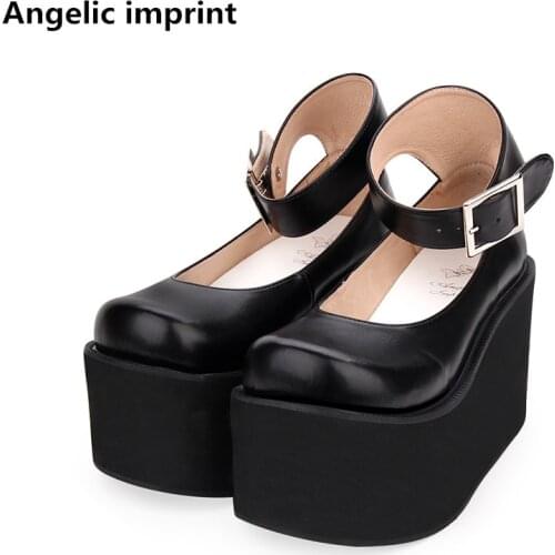Angelic imprint woman mori girl lolita cosplay shoes lady high wedges heels pumps women princess dress party shoes 33-47 10cm