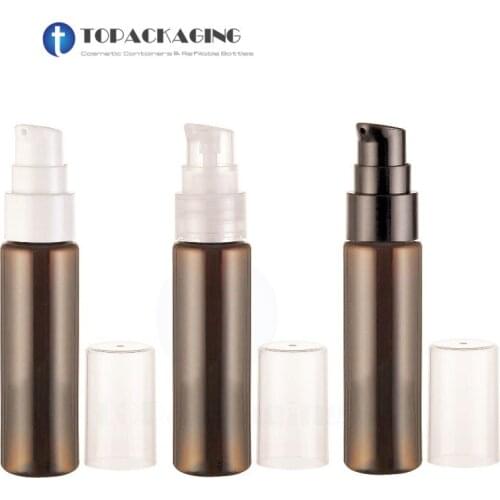 30PCS*30ML Beak Lotion Pump Bottle Amber Plastic Makeup Essential Oil Facial Cream Packing Refillable Cosmetic Container Shampoo