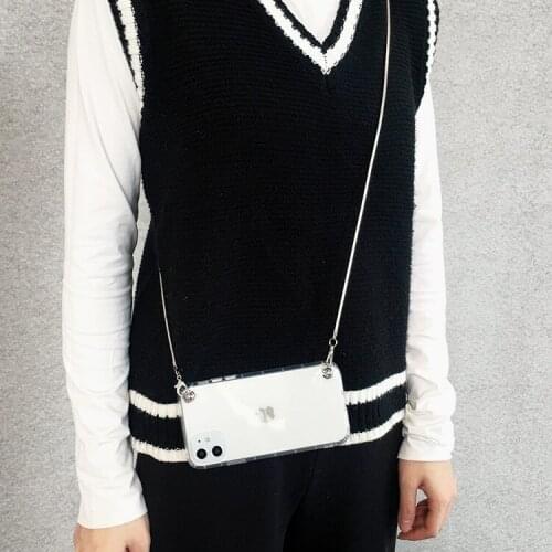 For OPPO Reno A 2 Z AceLuxury Metal Necklace Crossbody Plating Lanyard Strap Soft Phone Case Reame XT X2 5 3 PRO X Q C2 U1 Cover