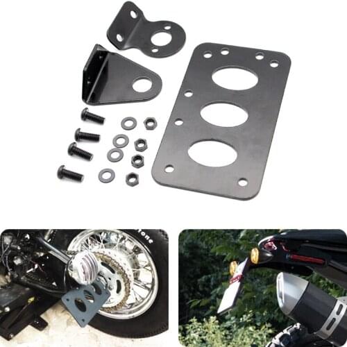 Black Motorcycle Side Mount License Plate Bracket Bobber Chopper Fit for Sportster Stop Light Cb750 xs650 Tail Light