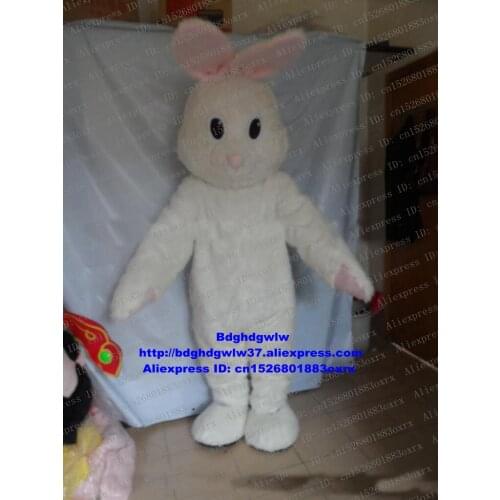 Long Fur White Easter Bunny Osterhase Rabbit Hare Mascot Costume Cartoon Character Large-sized Good Attract Customers zx1273