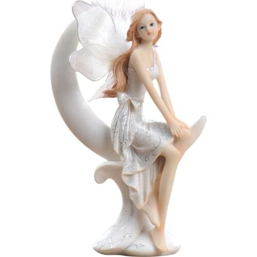 European Cute Elf Girls Resin Angel Figurines Office Desk Fairy Statue KTV Bar Ornaments Decor Home Furnishing Decoration Crafts