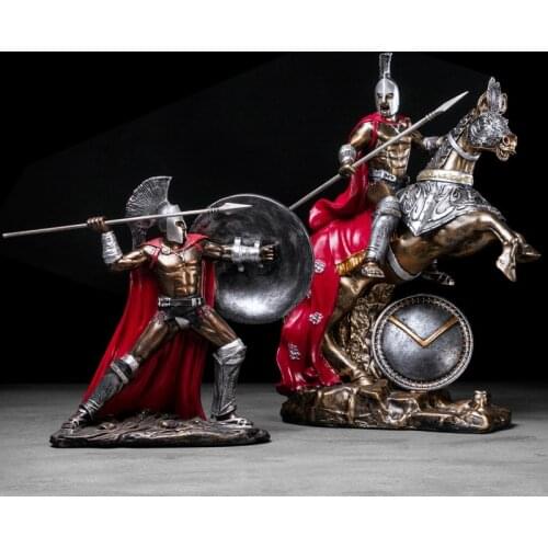 Europe Vintage Home Decor Sparta Statues Armor Model Miniatures Spartacus Warrior Figurines Living Room Desk Decoration