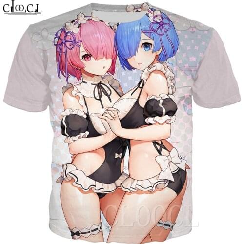 Funny T-shirt Men Women Anime Cute Sexy Girl Re: Zero Rem Ram 3D Printed T Shirts Casual Harajuku Streetwear Fashion Tshirt Tops