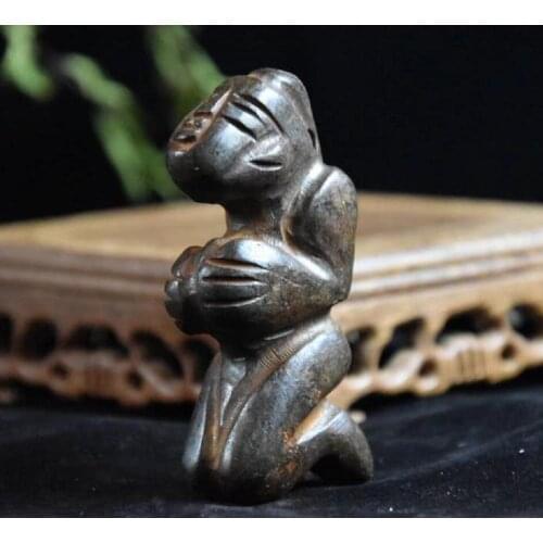 Hongshan culture archaize black iron meteorite sculpture Hongshan people statue
