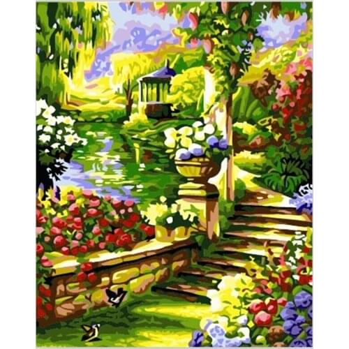 Hand painted canvas oil paintings 4050cm Garden Path painting by numbers Paintings on the wall pictures cuadros decoracion MS133
