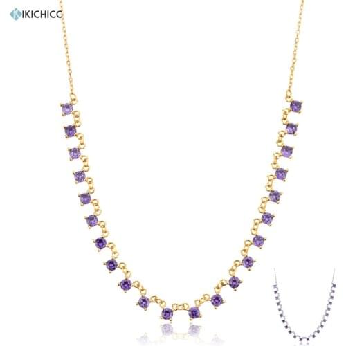 Kikichicc 100% 925 Sterling Silver Purple Luxury Charm Full Gems Zircon Choker Chain Necklace 2020 Rock Punk Party Jewelry