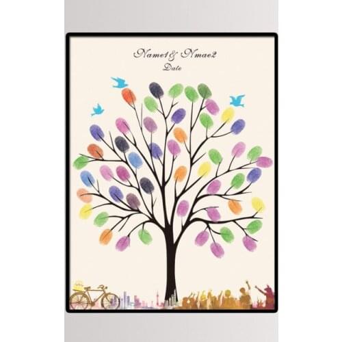 Love tree with fingerprint DIY creative sign in personality painted custom name and date of wedding party&Babys partydecoration